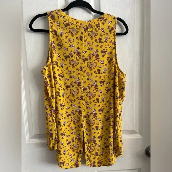Sanctuary Anthropologie Floral Sleeveless Button Down Top Yellow Dandelion Daisy - Picture 11 of 14